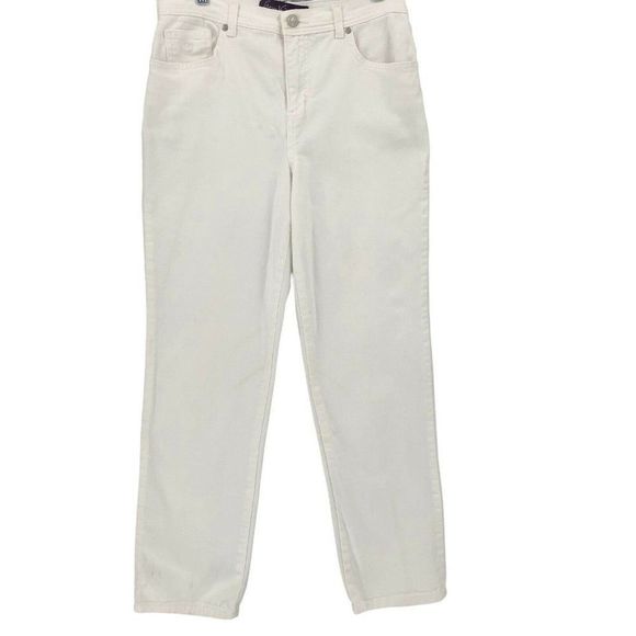 Gloria Vanderbilt Denim - Gloria Vanderbilt Amanda Jeans Womens 8 (28X27) Short White Straight Mid Rise